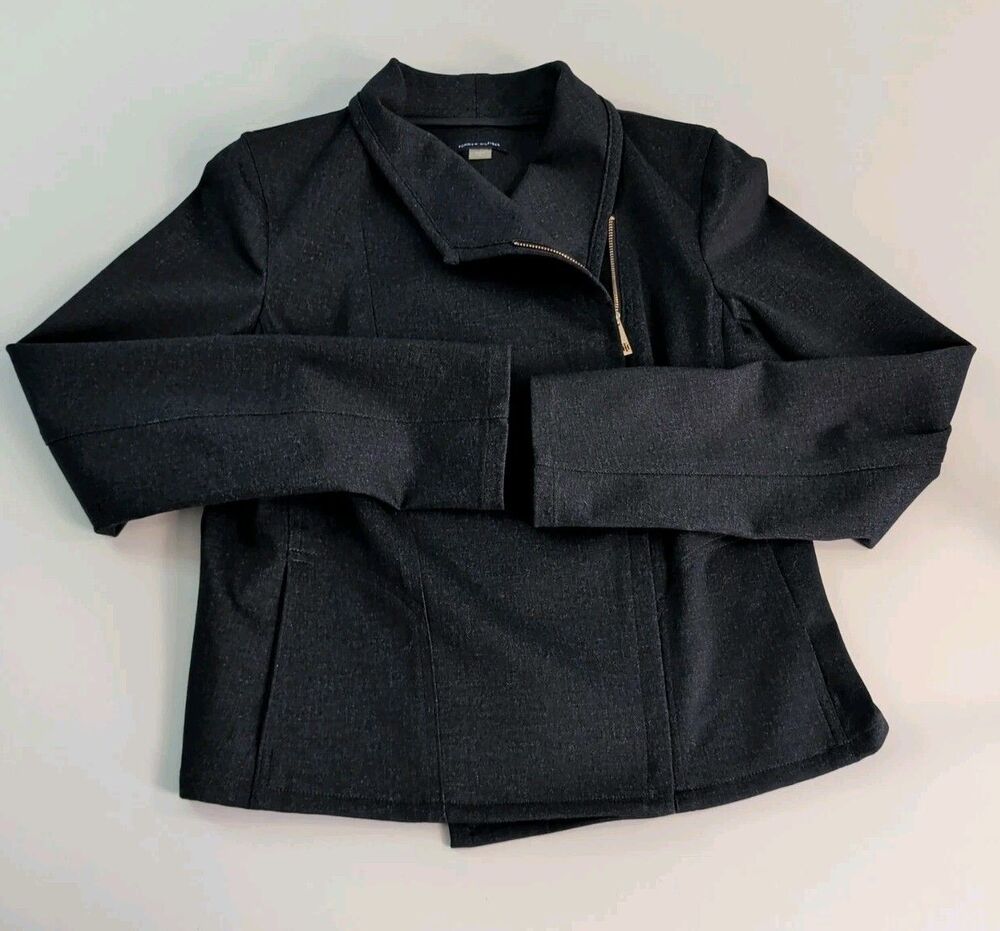 Tommy Hilfiger Jacket Asymmetrical Front Zip Indigo Blue Size 8